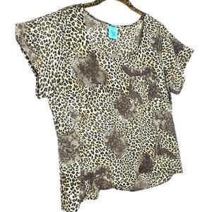 Y2k Hip Happening in the Present Top Size L Animal Leopard Jungle Print Shirt